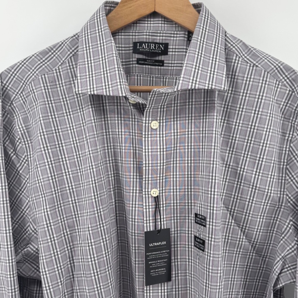 Lauren Ralph Lauren Mens XL Slim Fit Performance Stretch Plaid Dress Shirt NWT - Picture 2 of 10